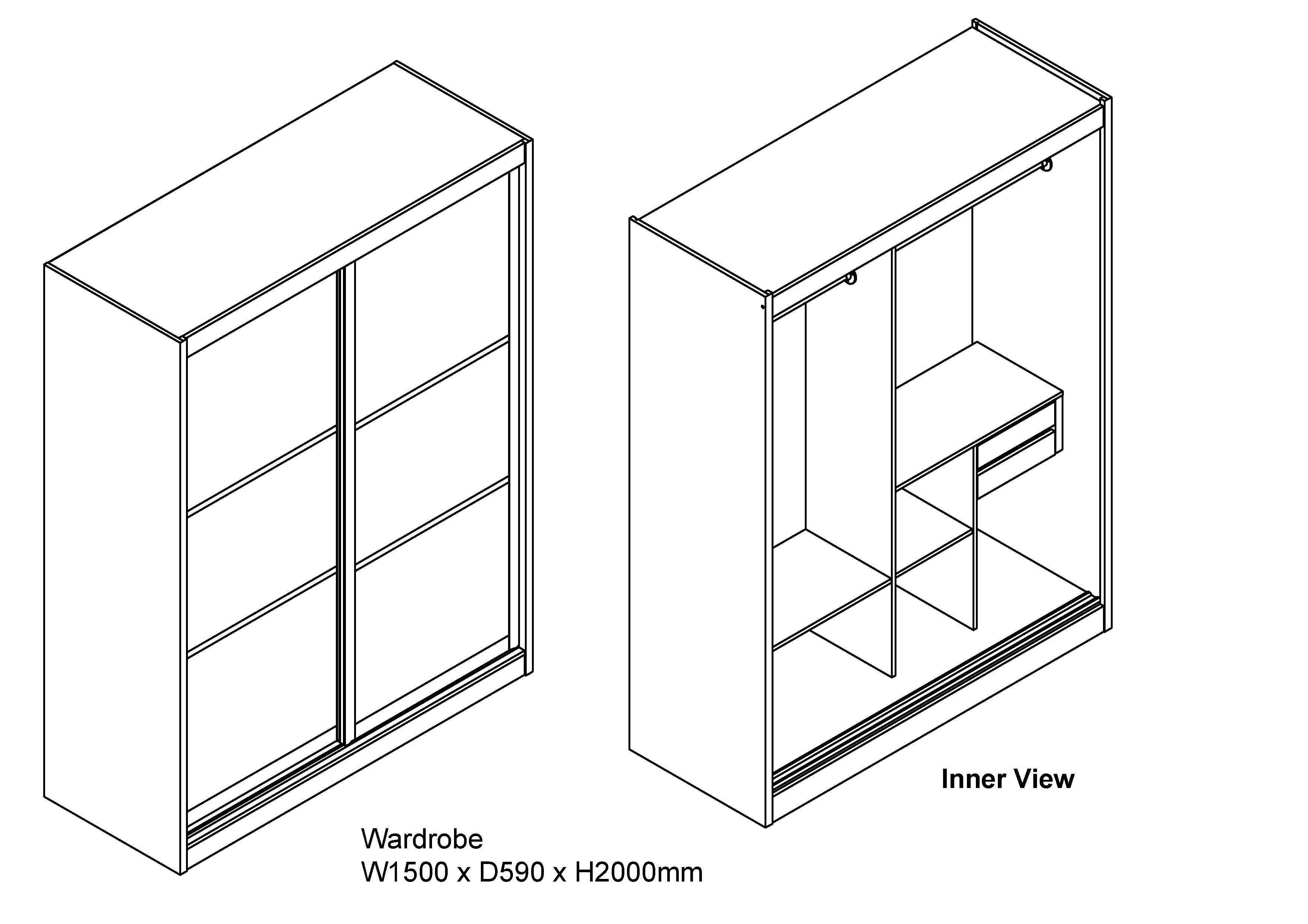 Sofea Wardrobe 2 door